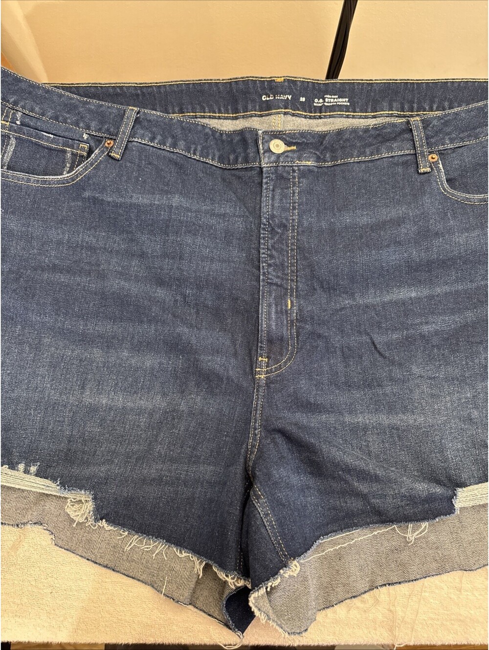 Old Navy Everyday OG Straight High Rise Shorts Size 28 Blue Distressed Dark